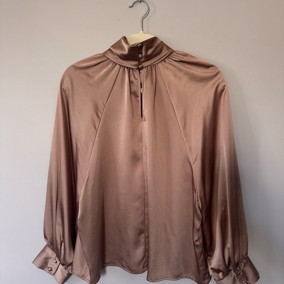 Zara Satin Tan Blouse - Picture 4 of 6